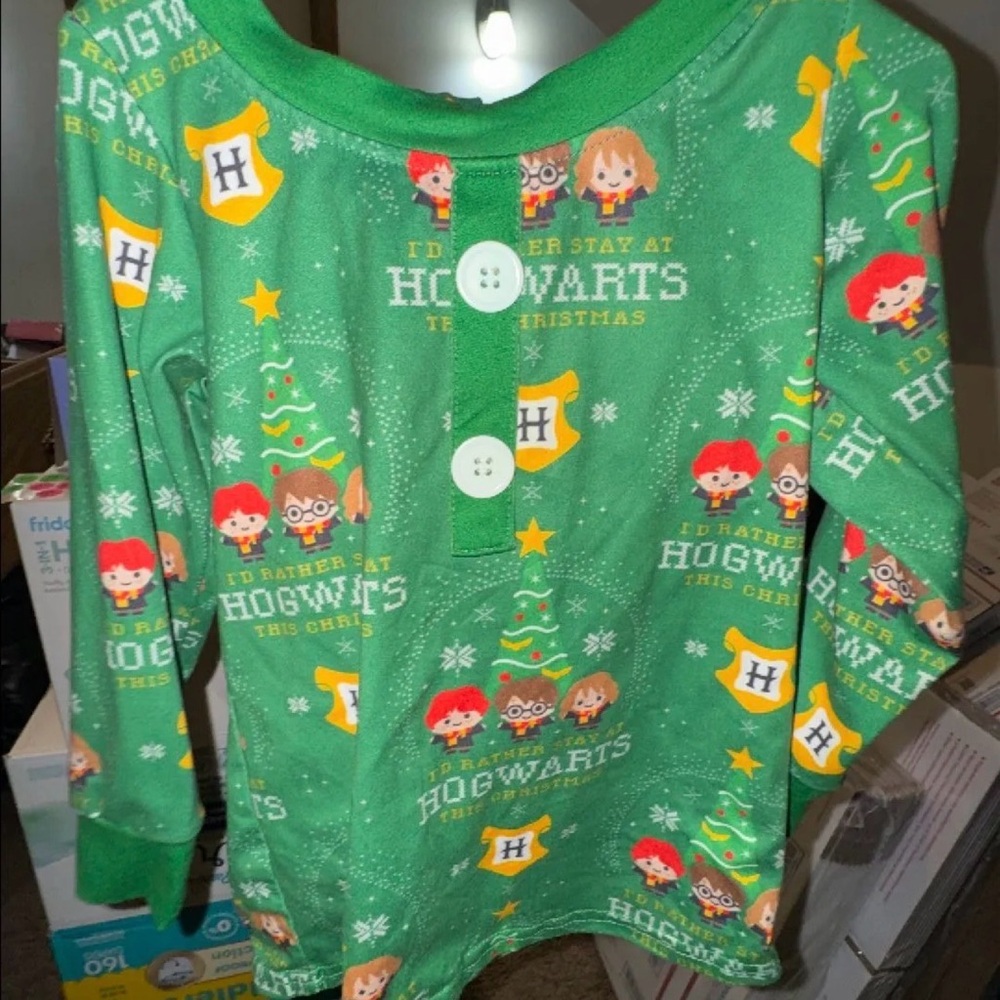 Green Hogwarts Christmas Pajama Set